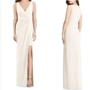 NWT Jenny Packham V Neck Crepe Column Gown Bridesmaid Dress Ivory White UK 14